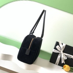Replica di lusso Borsa 1:1 Chanel 26S Maxi Bowling AS6211 scamosciata di vitello blu scuro Imitazioni Cloni Borsa Replica 1:1 Chanel 26S Maxi Bowling AS6211 scamosciata di vitello blu scuro firmate
