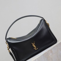 Replica di lusso Borsa a mano morbida YSL Saint Laurent Camera nera Imitazioni Cloni Borsa a mano morbida YSL Saint Laurent Camera nera firmate