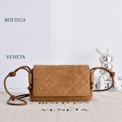 Cloni Borse Firmate Replica a tracolla Notturno Intrecciato Bottega Veneta Marrone scamosciato firmate
