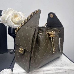 Replica di lusso Borsa a tracolla Chanel AS5293 con coulisse Verde Imitazioni Cloni Borsa a tracolla Chanel AS5293 con coulisse Verde firmate