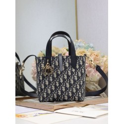 Borsa Dior Denim Jacquard Oblique piccolo Toujours Blu