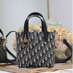 Cloni Borsa Dior Denim Jacquard Oblique piccolo Toujours Blu firmate