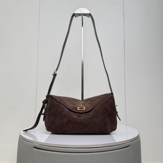 Borsa a tracolla Balenciaga Le 7 scamosciata Marrone