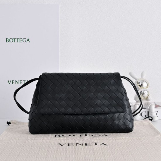 Borsa a tracolla Bottega Veneta Giorno Intrecciato nera