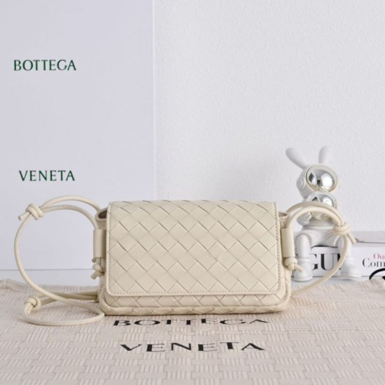 Borse Replica Alta Qualità a tracolla Notturno Intrecciato Bottega Veneta Bianco