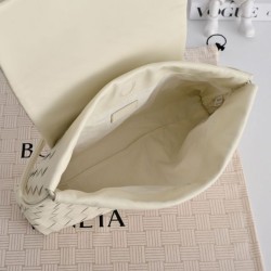Borsa a tracolla Bottega Veneta Giorno Intrecciato Bianco