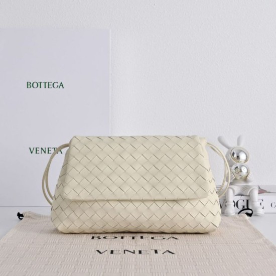 Borsa a tracolla Bottega Veneta Giorno Intrecciato Bianco