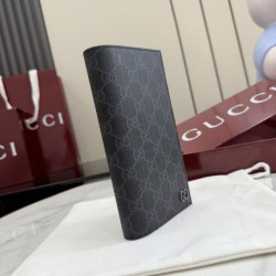 Cloni Alta gamma replica Portafoglio lungo Gucci 856563 GG Supreme nero firmate
