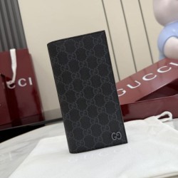 Cloni Alta gamma replica Portafoglio lungo Gucci 856563 GG Supreme nero firmate