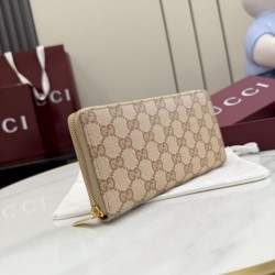 Replica di lusso Qualità superiore replica Portafoglio lungo Gucci 876434 con cerniera tela GG marrone Imitazioni Cloni Qualità superiore replica Portafoglio lungo Gucci 876434 con cerniera tela GG marrone firmate