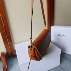 Replica di lusso Mini borsa Celine Besace Halfmoon 25 cm marrone Imitazioni Cloni Mini borsa Celine Besace Halfmoon 25 cm marrone firmate