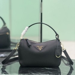 Cloni Borsa a tracolla piccola Prada 1BC277 con manico superiore nera Imitazioni firmate
