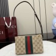 Borsa Replica 1:1 a tracolla piccola Gucci 867130 Horsebit Web Tela GG marrone