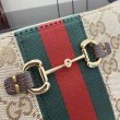 Borsa Replica 1:1 a tracolla piccola Gucci 867130 Horsebit Web Tela GG marrone