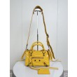 Replica Perfetta Balenciaga Le City Mini 24cm pelle di agnello stropicciata gialla
