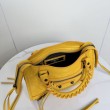 Replica Perfetta Balenciaga Le City Mini 24cm pelle di agnello stropicciata gialla