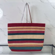 Borsa tote a righe rafia Miu Miu 5BG228 lavorata all'uncinetto Borsa tote a righe rafia Miu Miu 5BG228 lavorata all'uncinetto