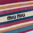 Borsa tote a righe rafia Miu Miu 5BG228 lavorata all'uncinetto Borsa tote a righe rafia Miu Miu 5BG228 lavorata all'uncinetto