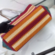 Borsa tote a righe rafia Miu Miu 5BG228 lavorata all'uncinetto Borsa tote a righe rafia Miu Miu 5BG228 lavorata all'uncinetto