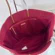 Borsa tote a righe rafia Miu Miu 5BG228 lavorata all'uncinetto Borsa tote a righe rafia Miu Miu 5BG228 lavorata all'uncinetto