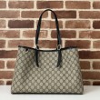 Borsa tote grande Gucci 815213 emblema GG e manici superiori Nero Imitazioni