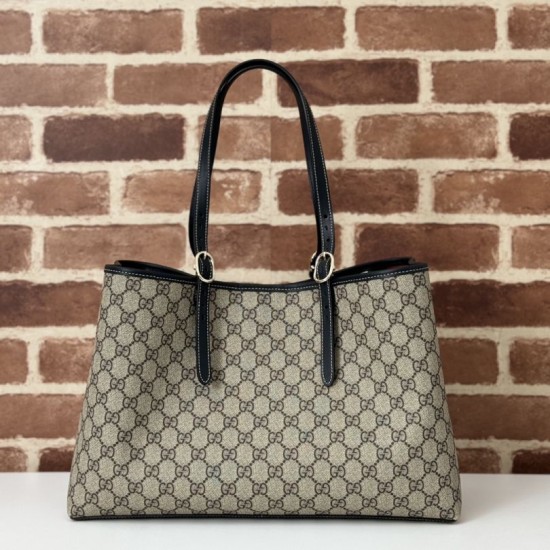 Borsa tote grande Gucci 815213 emblema GG e manici superiori Nero Imitazioni