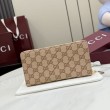 Qualità superiore replica Portafoglio lungo Gucci 876434 con cerniera tela GG marrone