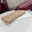 Qualità superiore replica Portafoglio lungo Gucci 876434 con cerniera tela GG marrone