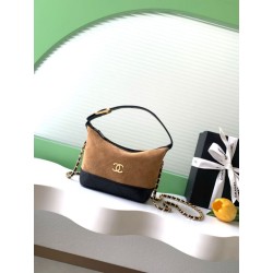 Pochette Chanel AP5187 Mini Coco Base con catena in camoscio marrone