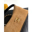 Pochette Chanel AP5187 Mini Coco Base con catena in camoscio marrone