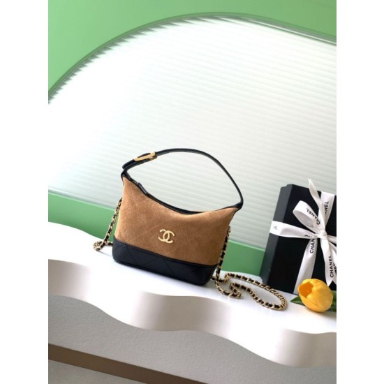 Pochette Chanel AP5187 Mini Coco Base con catena in camoscio marrone