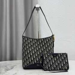 Borsa a secchiello medio Dior Médaillon M1532 Dior Oblique blu
