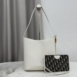 Borsa a secchiello medio Dior Medalillon M1532 Bianco
