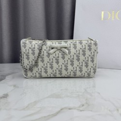 Pochette Dior Oblique Bow Chain S2504 beige/grigio