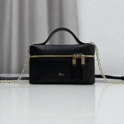 Cloni Imitazioni borse griffate a mano Dior Trianon Soft Vanity Mini Chain S4613 Nera firmate