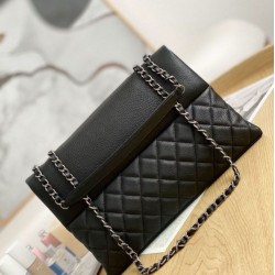 Replica di lusso Borse Alta Qualità Chanel trapuntata media con tracolla a catena nero Imitazioni Cloni Borse Replica Alta Qualità Chanel trapuntata media con tracolla a catena nero firmate