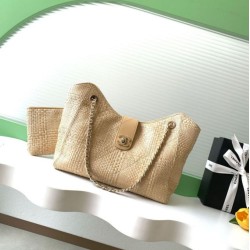 Cloni Borsa shopping Chanel 2026 rafia intrecciata AS6090 Nero firmate