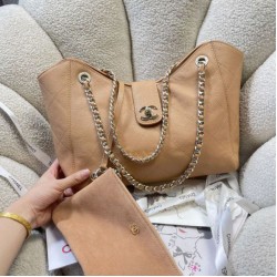 Replica di lusso Borsa shopping Chanel piccola/grande AS6095/AS6090 con pochette marrone Imitazioni Cloni Borsa shopping Chanel piccola/grande AS6095/AS6090 con pochette marrone firmate