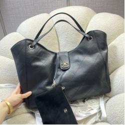 Replica di lusso Borsa shopping Chanel piccola/grande AS6095/AS6090 con pochette nera Imitazioni Cloni Borsa shopping Chanel piccola/grande AS6095/AS6090 con pochette nera firmate