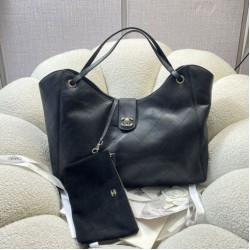 Cloni Borsa shopping Chanel piccola/grande AS6095/AS6090 con pochette nera firmate