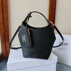Cloni Borse Replica Alta Qualità a tracolla Celine Small Teen Hobo con portamonete Nero firmate