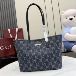 Borsa tote piccola Gucci Tribeca 875236 GG denim blu