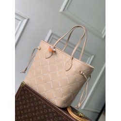 Borse Firmate Replica tote Louis Vuitton M29486 Neverfull MM ricamata marrone
