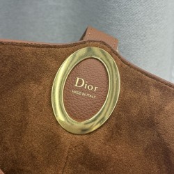 Borse Replica Alta Qualità a secchiello medio Dior Médaillon M1532 Marrone
