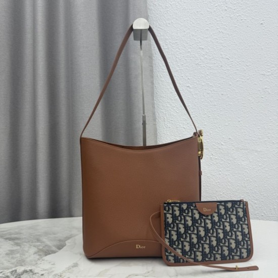 Borse Replica Alta Qualità a secchiello medio Dior Médaillon M1532 Marrone