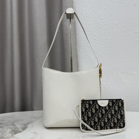 Borsa a secchiello medio Dior Medalillon M1532 Bianco