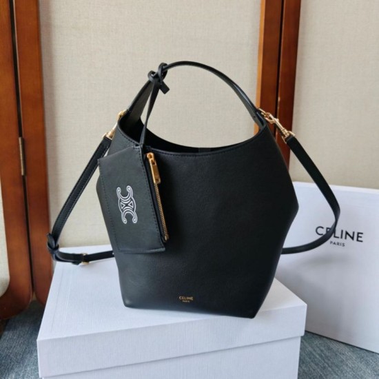 Borse Replica Alta Qualità a tracolla Celine Small Teen Hobo con portamonete Nero