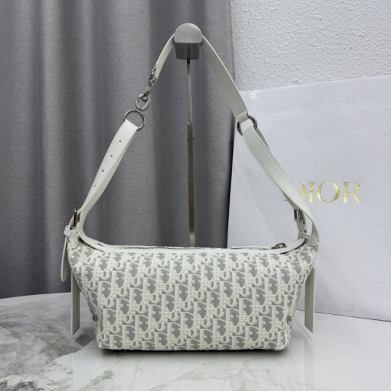 Bora Pari all'originale replica a tracolla piccola Dior D-Journey M2416 beige/grigio