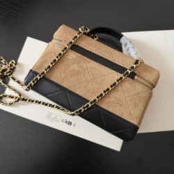 Borse Imitazioni da viaggio Chanel 26P con catena AP5186 scamosciata marrone