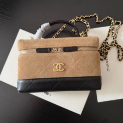 Borse Imitazioni da viaggio Chanel 26P con catena AP5186 scamosciata marrone